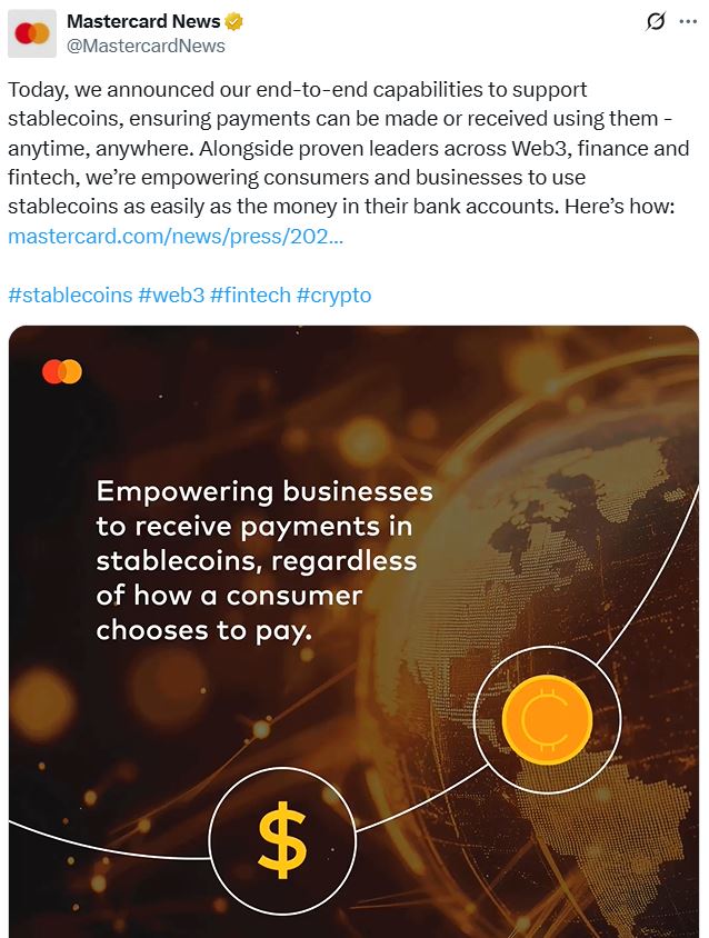 Mastercard Enables Stablecoin Payments via Circle, Paxos Partnership Mastercard Enables Stablecoin Payments via Circle, Paxos Partnership